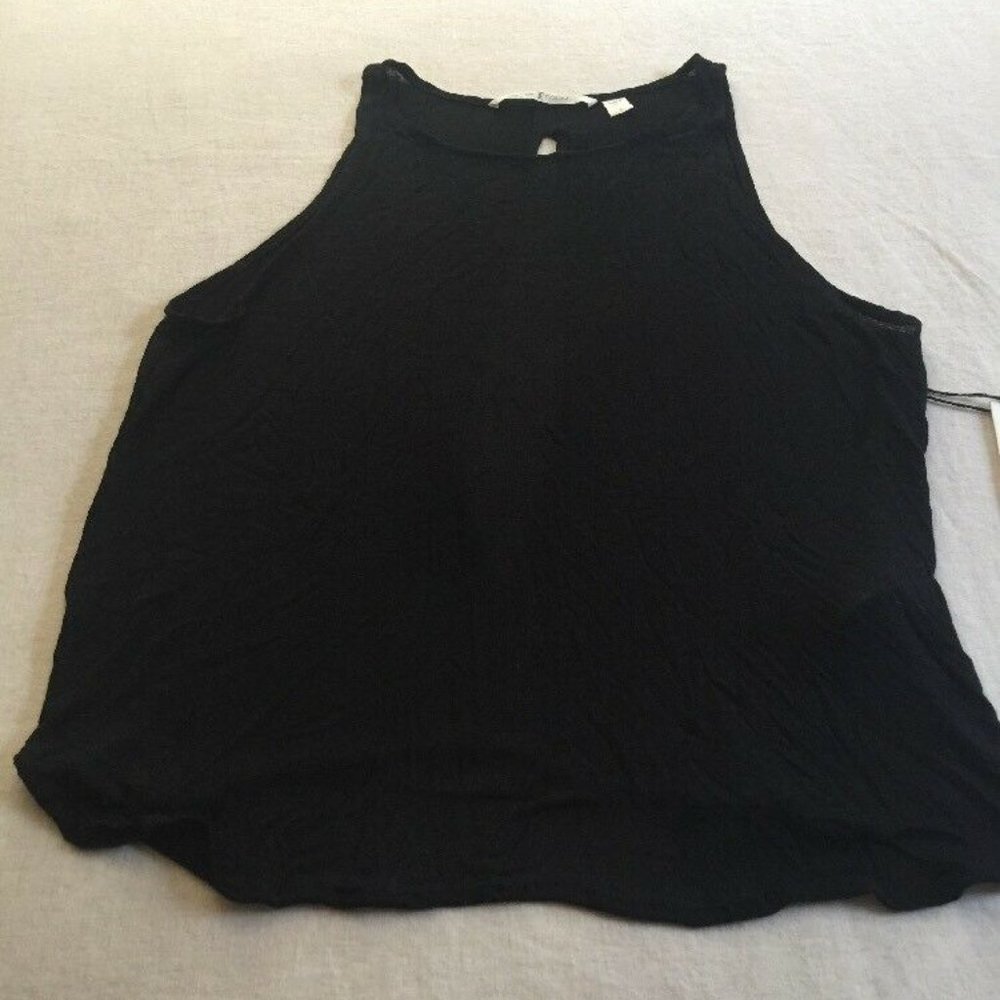 NWT Dakota Collective Black Sheer Open Back Shirt